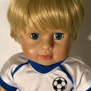 Blonde Soccer Doll with Blue Eyes